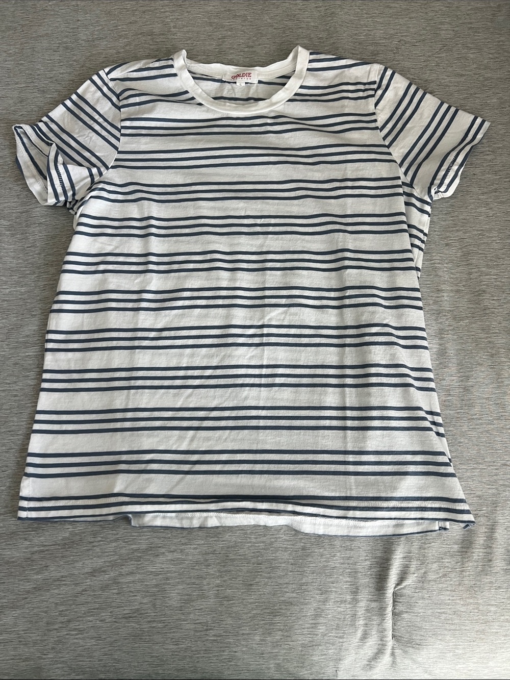 Goldie White and Blue Striped Short Sleeve Tee